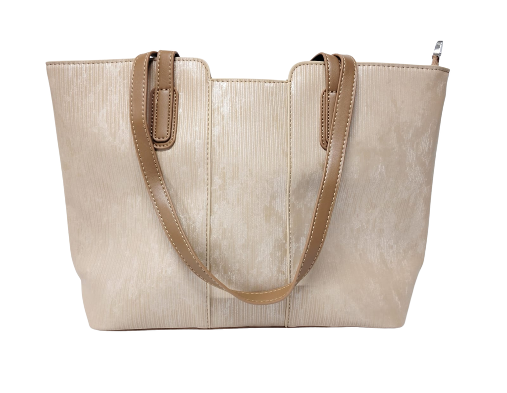 Bolsa beige jaspeada & osito colgante - Vinipiel
