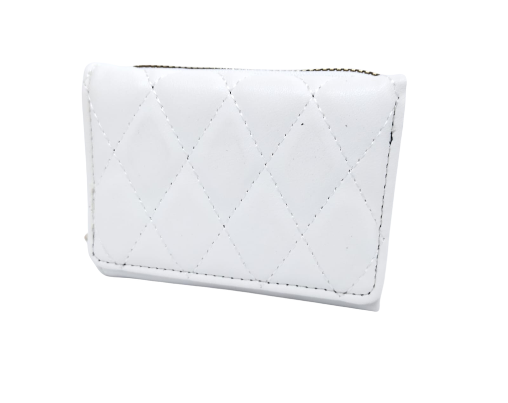 Cartera blanca con rombos cocidos - Vinipiel