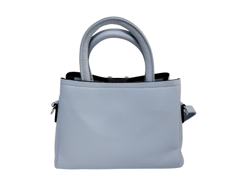 Bolsa azul texturizada broche V - Vinipiel