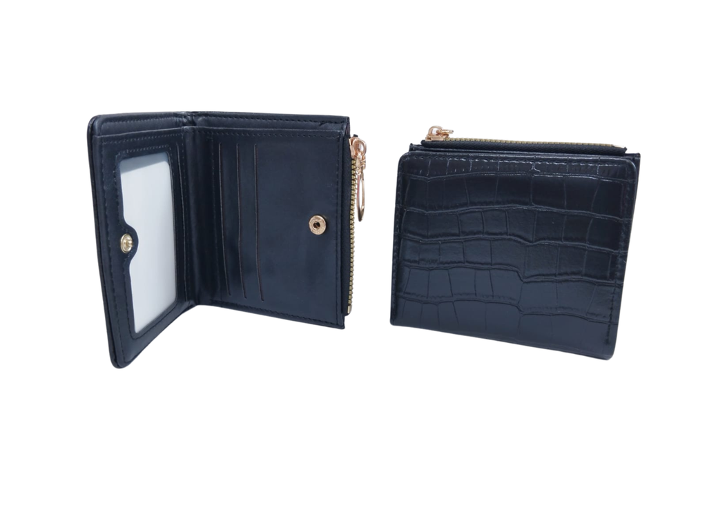 Cartera negra texturizada geométrica - Vinipiel