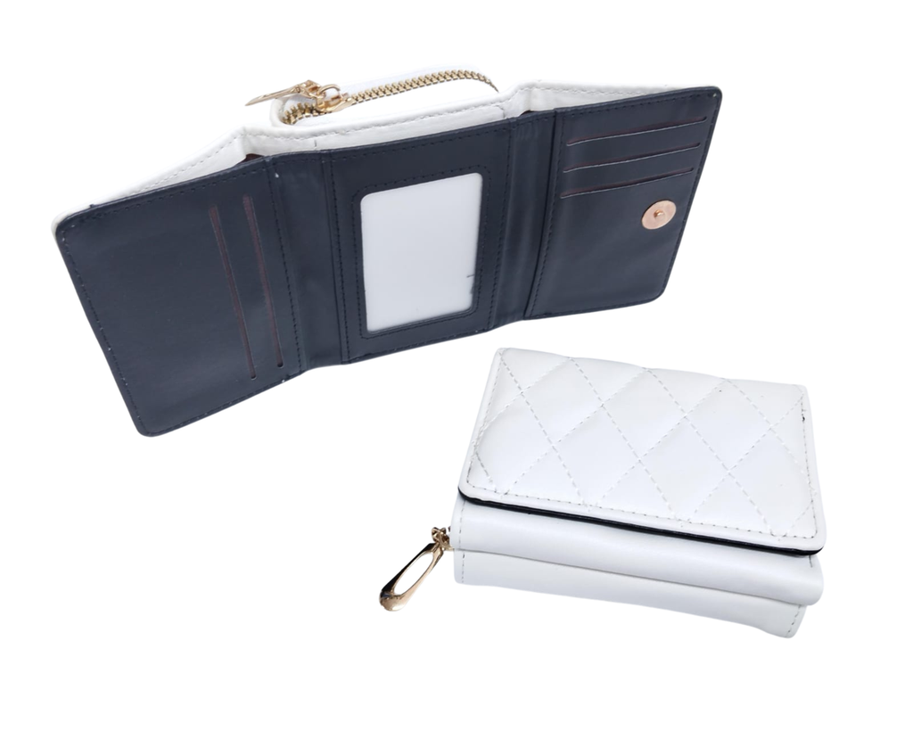 Cartera blanca con rombos cocidos - Vinipiel