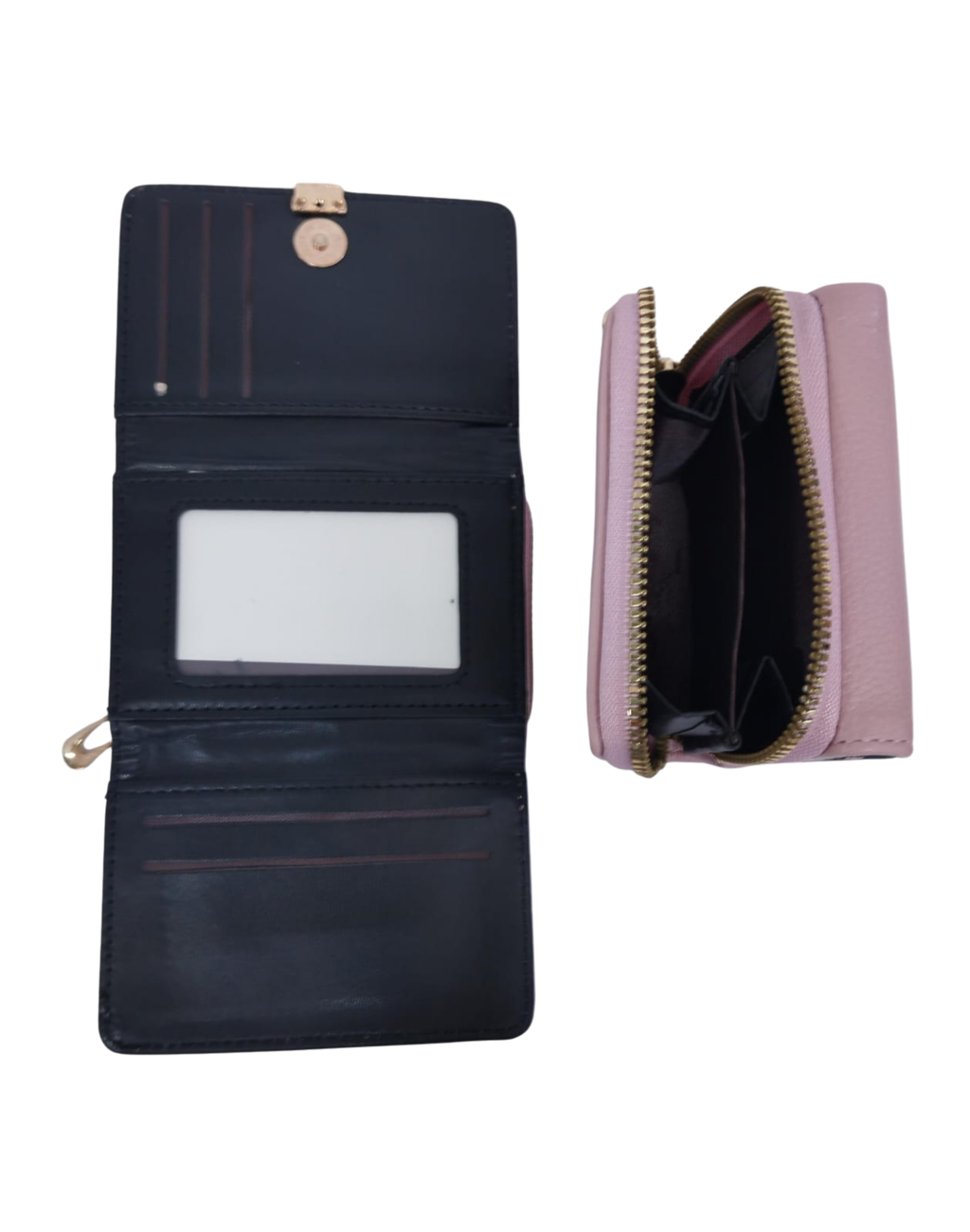 Cartera rosa texturizada con broche dorado 3 líneas - Vinipiel