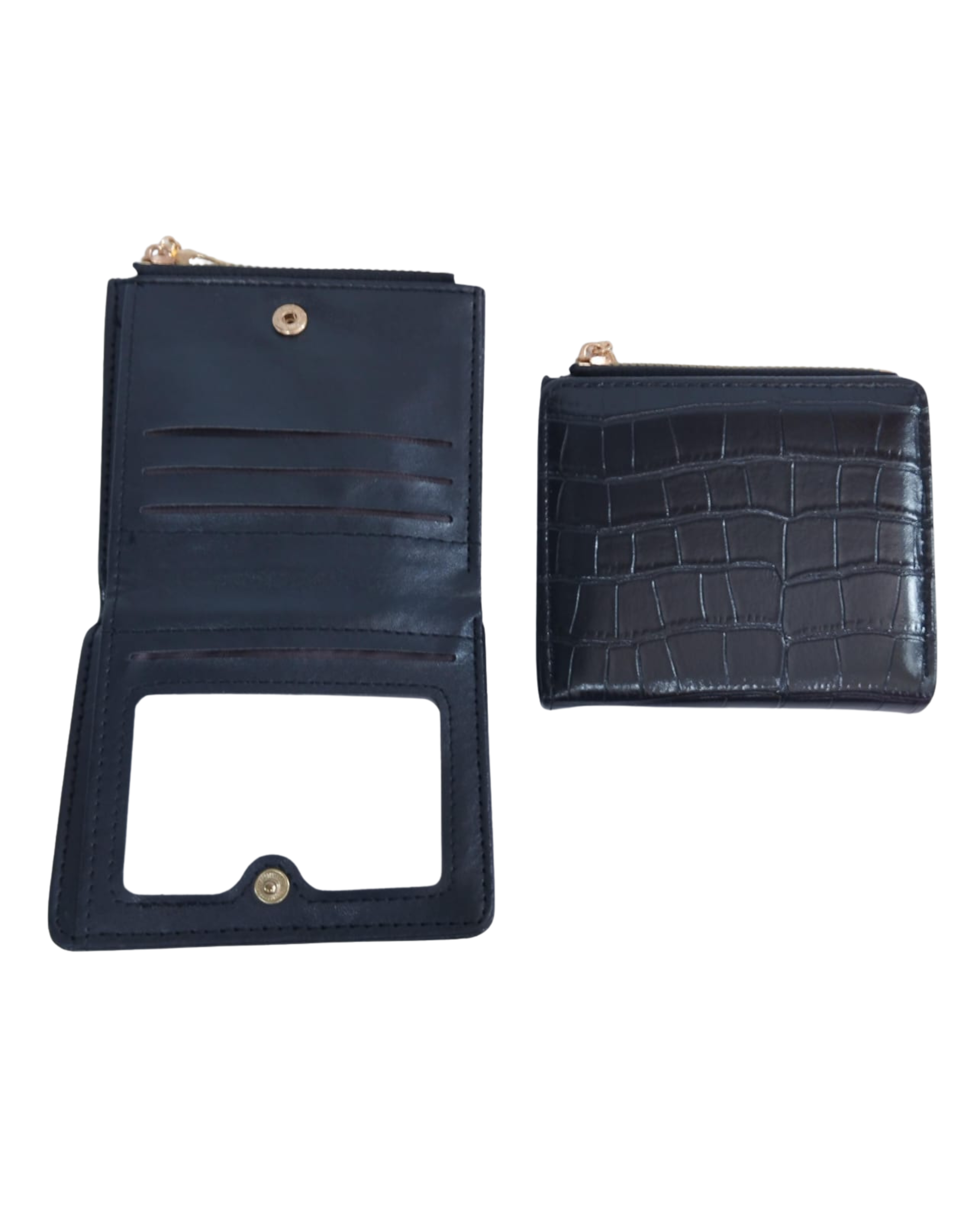 Cartera negra texturizada geométrica - Vinipiel