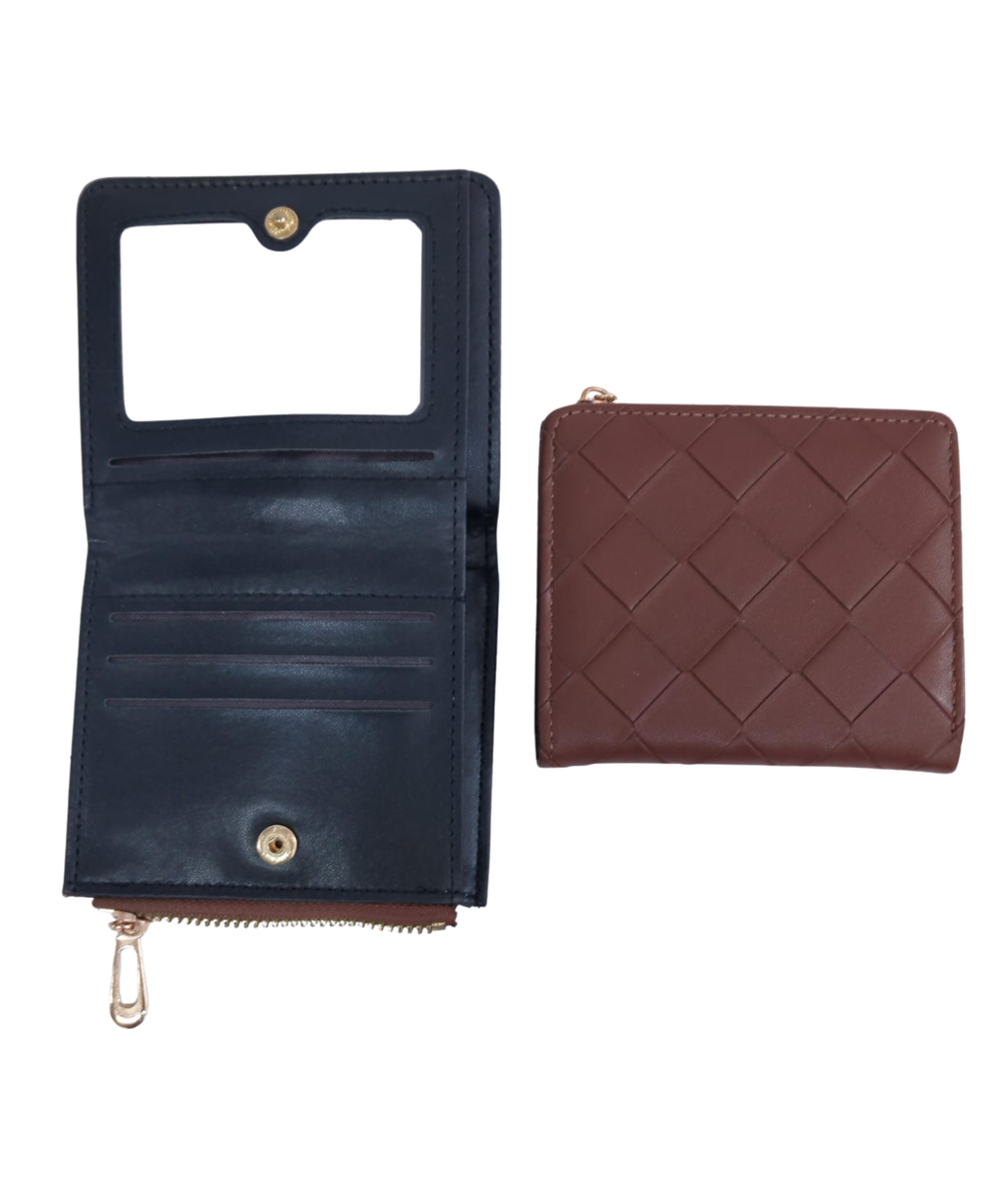 Cartera café diseño de rombos - Vinipiel