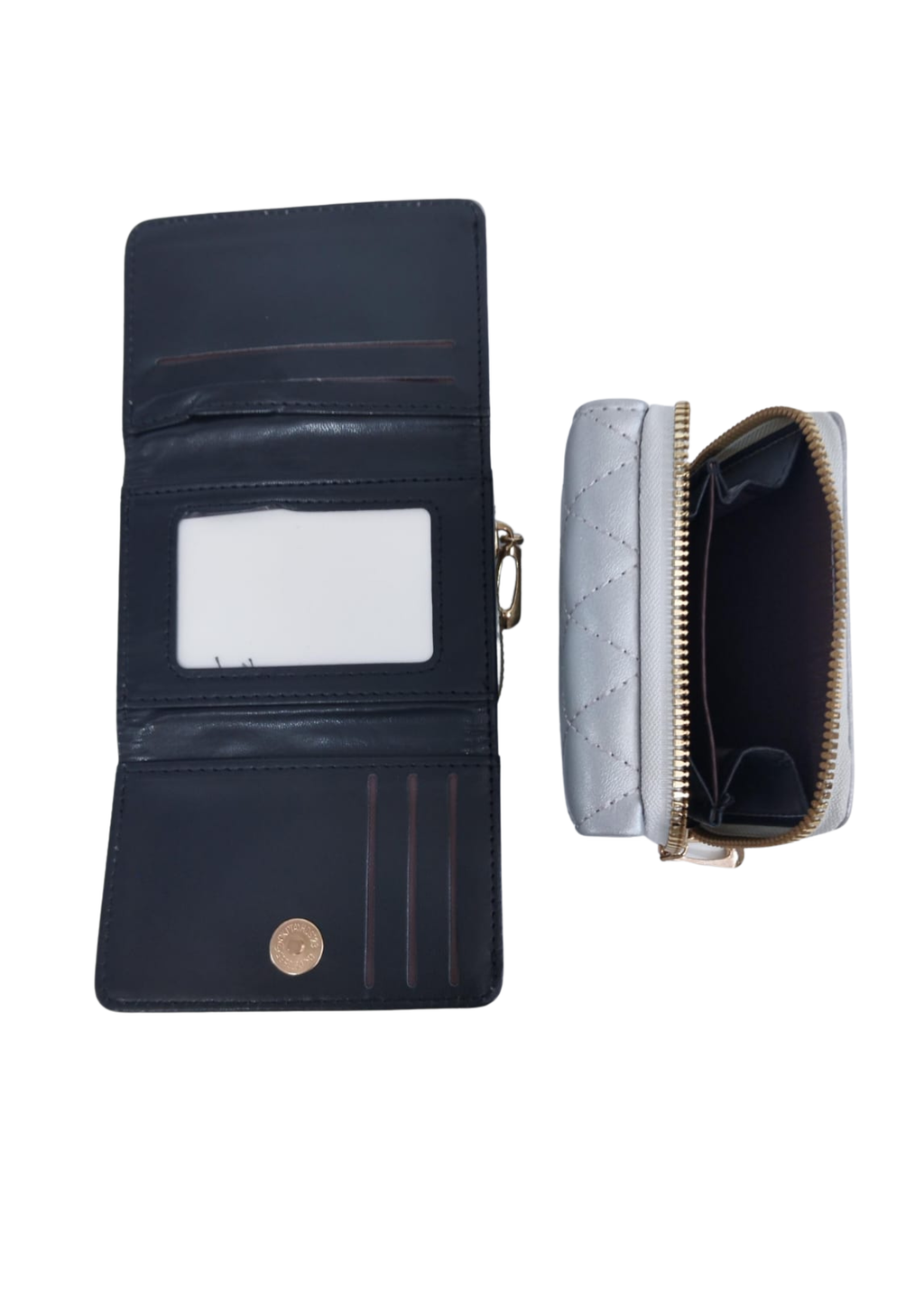 Cartera plateada con rombos cocidos - Vinipiel