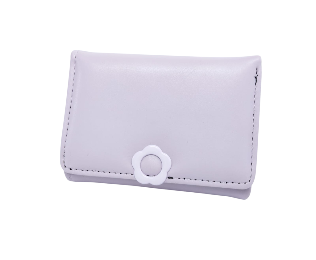 Cartera lila lisa con broche de flor - Vinipiel