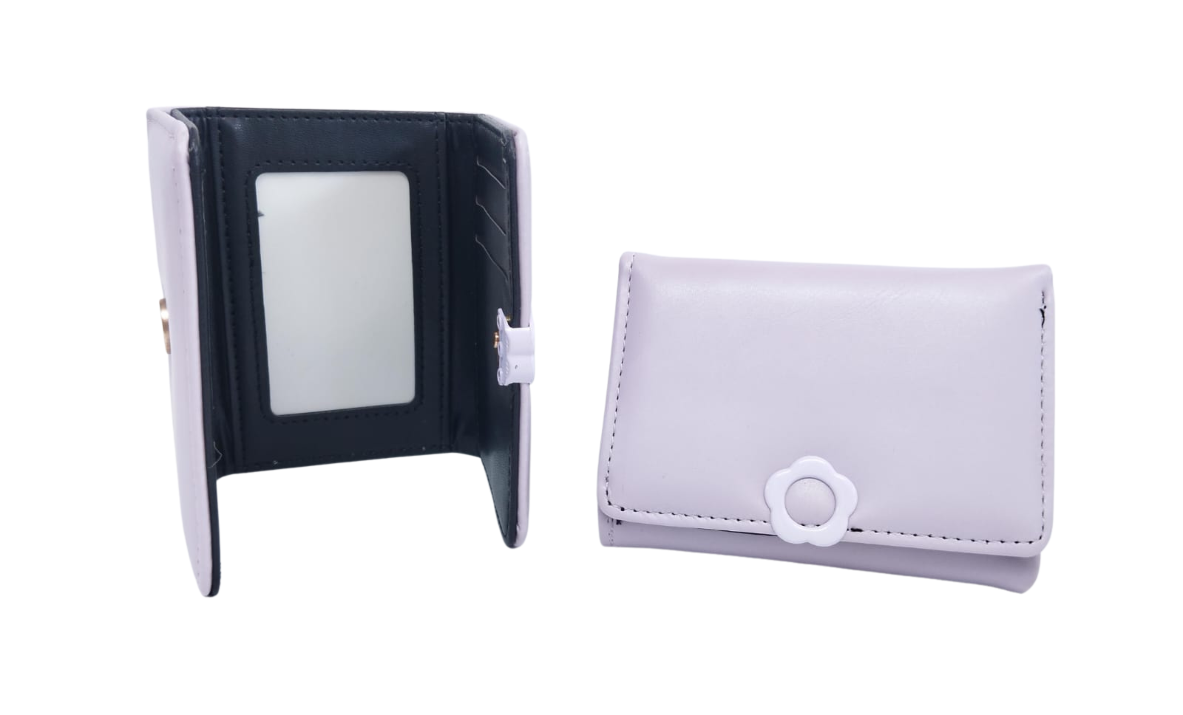 Cartera lila lisa con broche de flor - Vinipiel