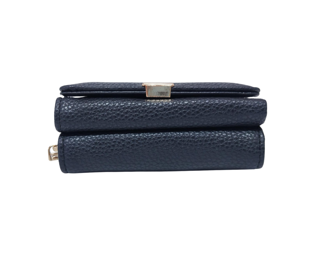 Cartera negra texturizada con broche dorado 3 líneas - Vinipiel