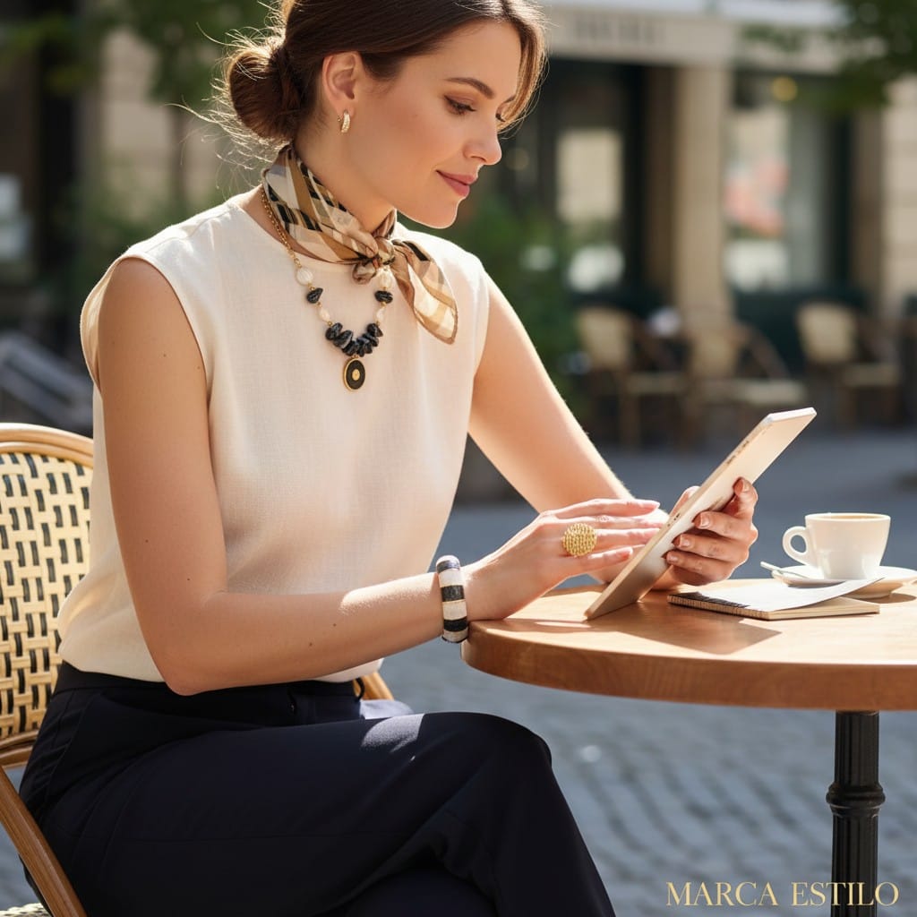 Collar Dorado Piedras Azules con Dije Ovalado Azul Marino - Acero Inoxidable