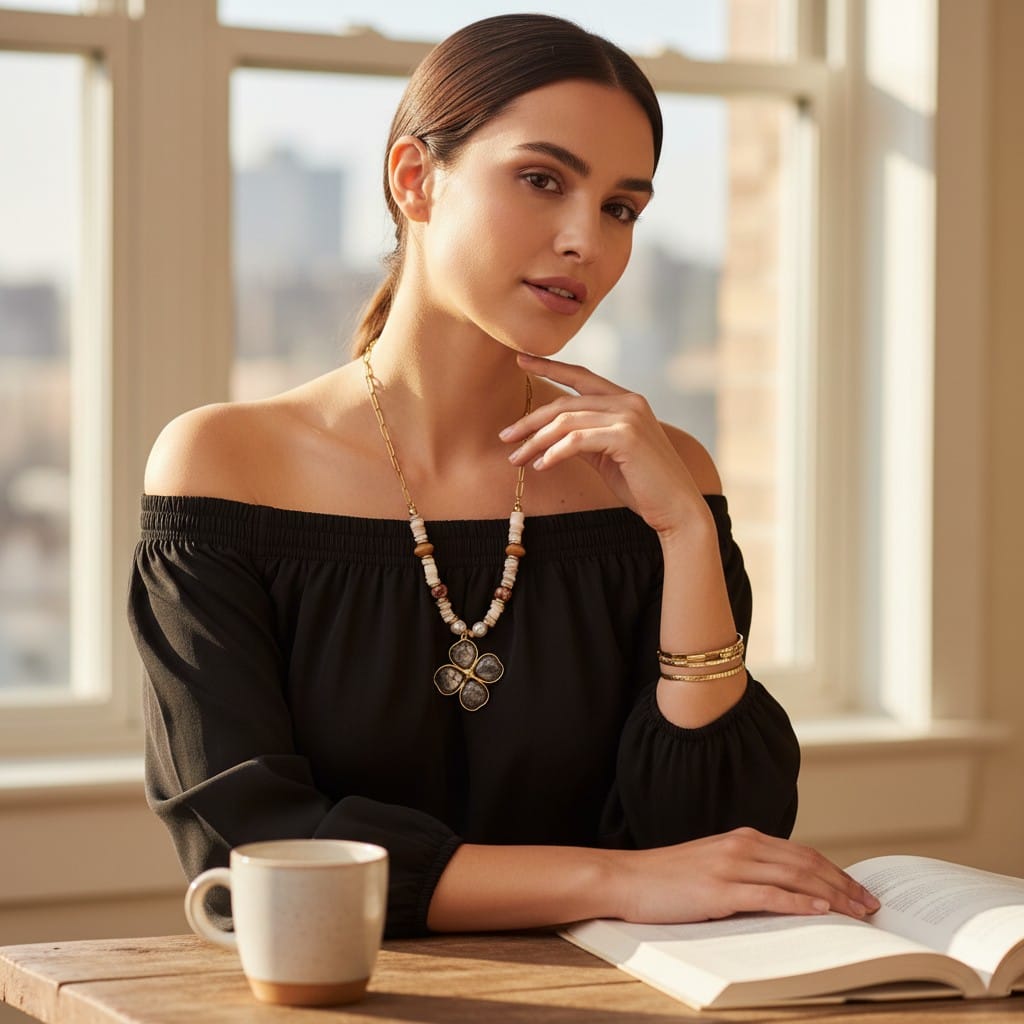 Collar Dorado con Dije de Flor 4 Pétalos - Acero Inoxidable