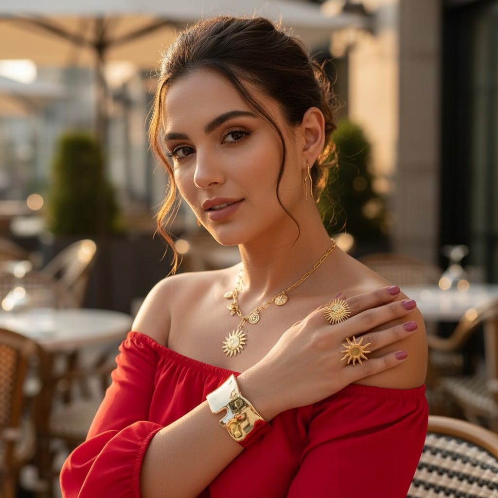 Anillo Dorado Sol - Acero Inoxidable