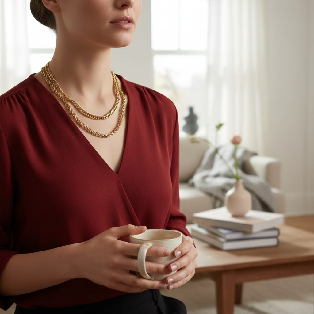 Cadena Dorada de Eslabones Delgados Elegantes - Acero Inoxidable