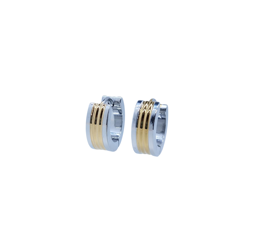Huggie Bicolor al Centro 3 Líneas - Acero Inoxidable