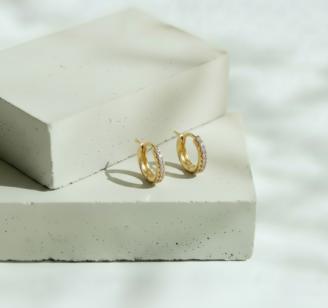 Huggies Dorados con Brillos en Línea - Acero Inoxidable