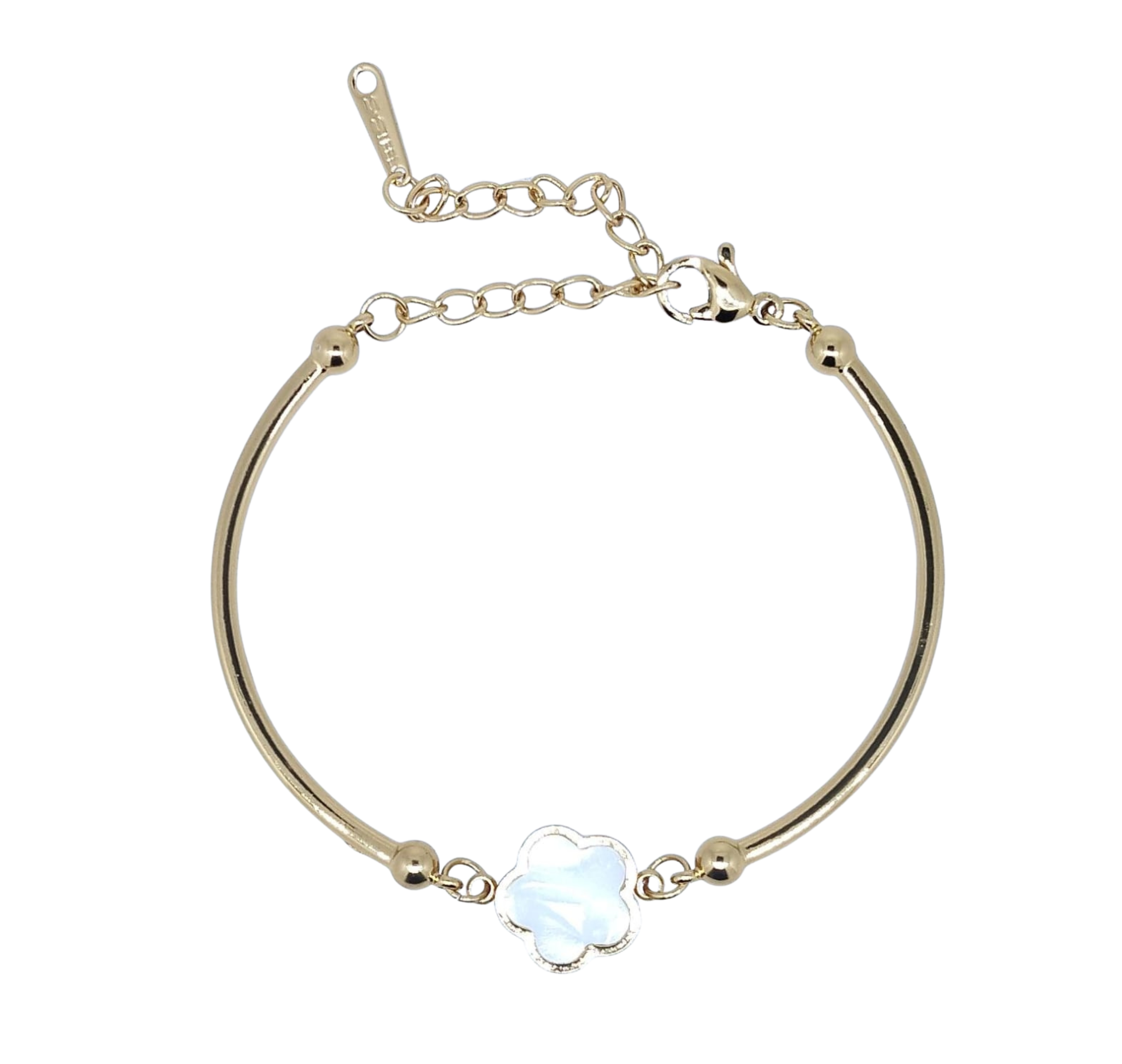 Pulsera Dorada Flor 5 Pétalos al Centro - Acero Inoxidable