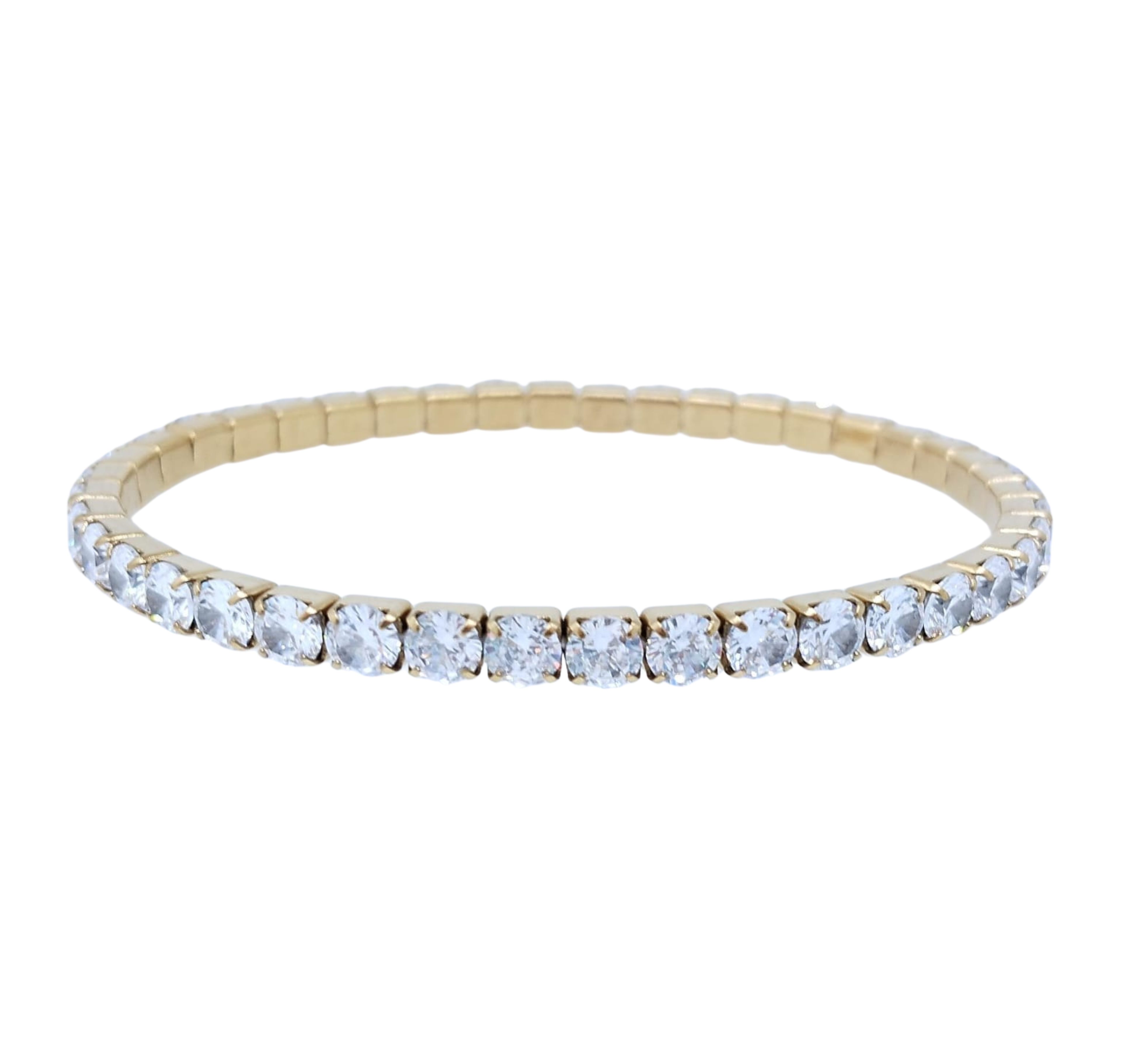 Pulsera Dorada Brillos Cuadrados - Acero Inoxidable