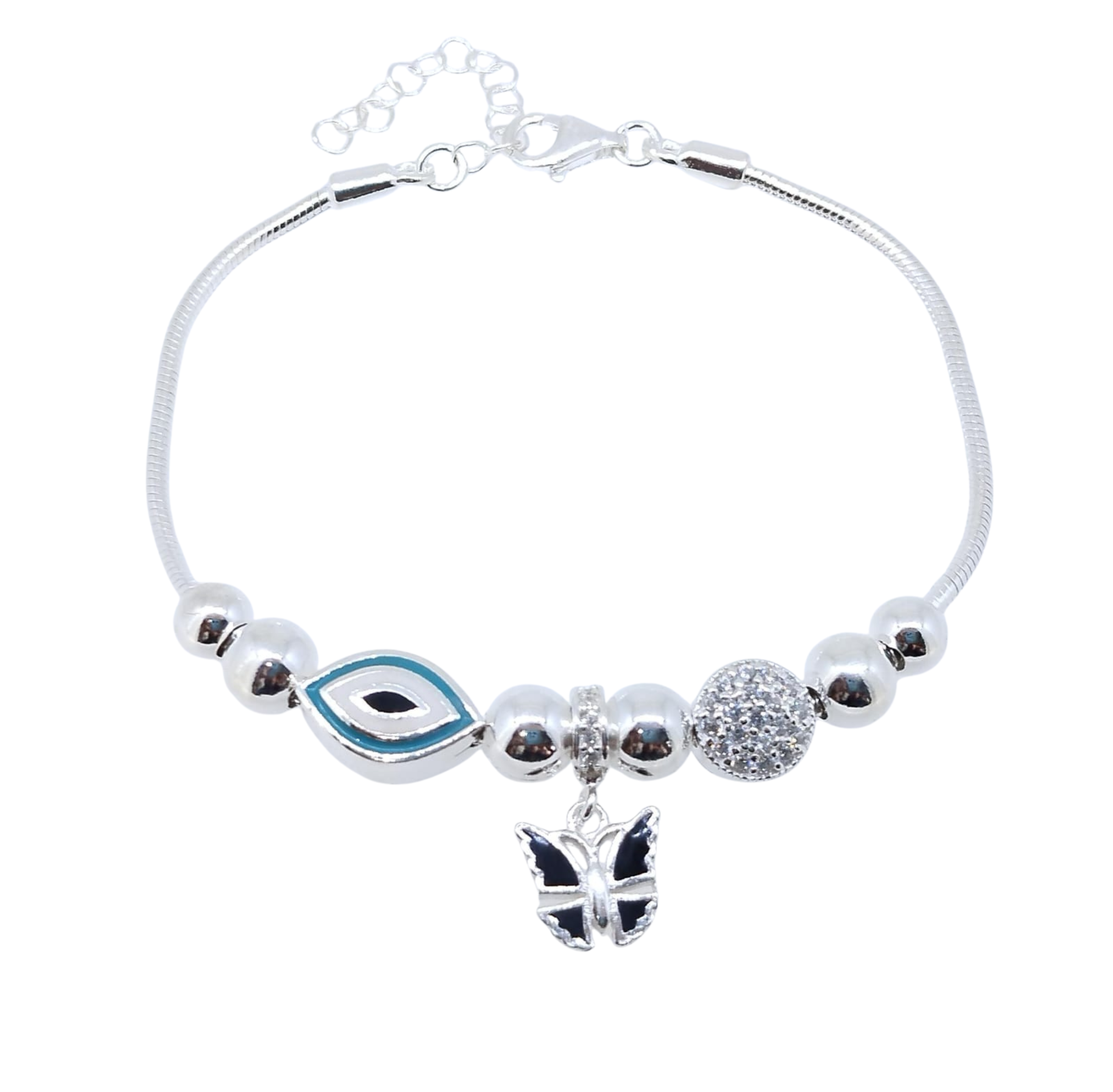 Pulsera Plateada con Dije Mariposa – Plata Italiana