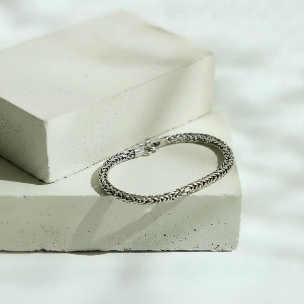 Pulsera Plateada con Grecas – Plata Italiana