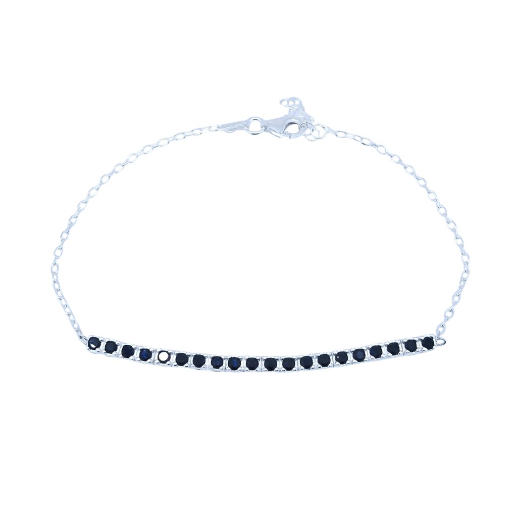 Pulsera Plateada con Brillos Obscuros – Plata Italiana
