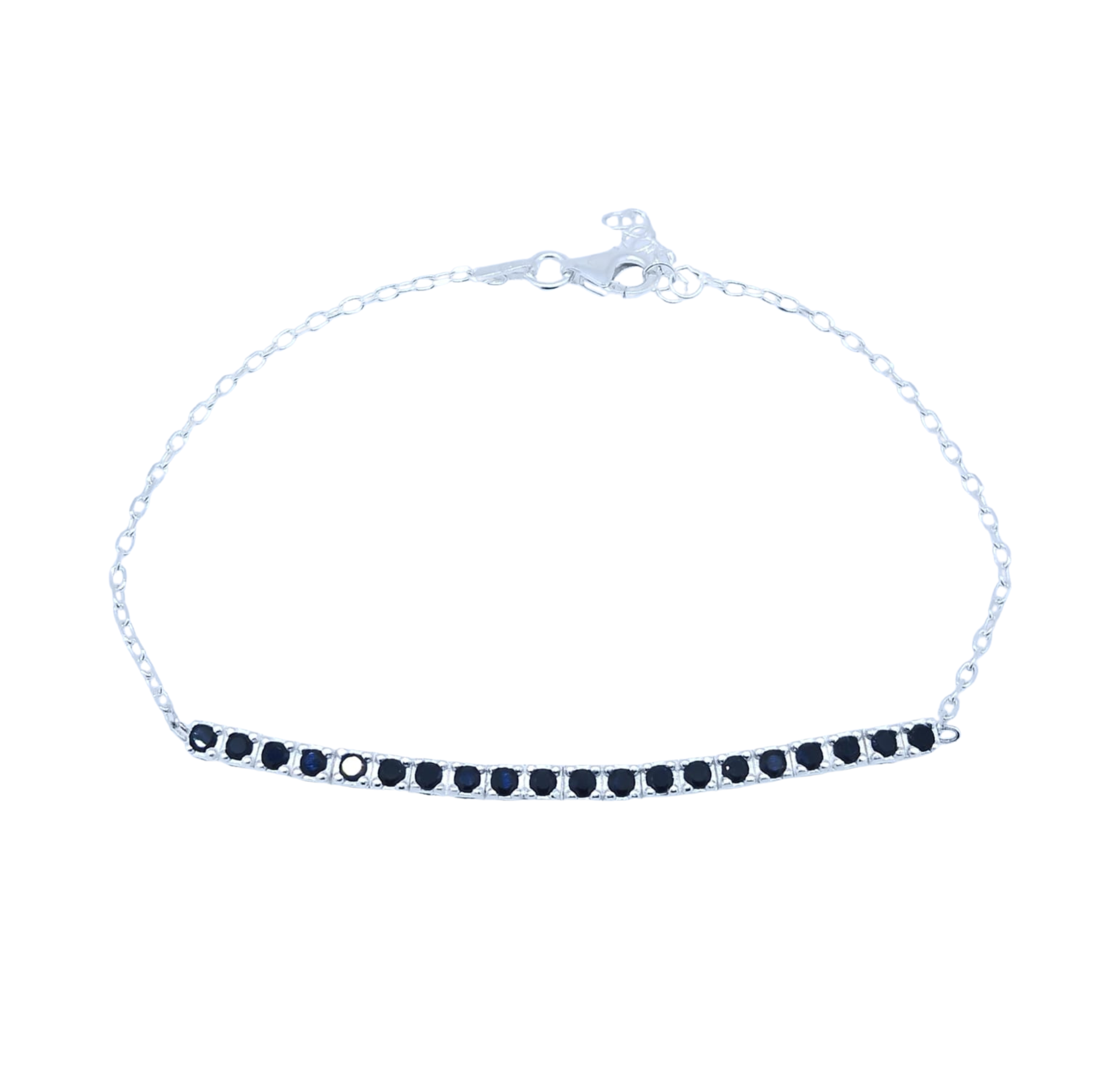 Pulsera Plateada con Brillos Obscuros – Plata Italiana
