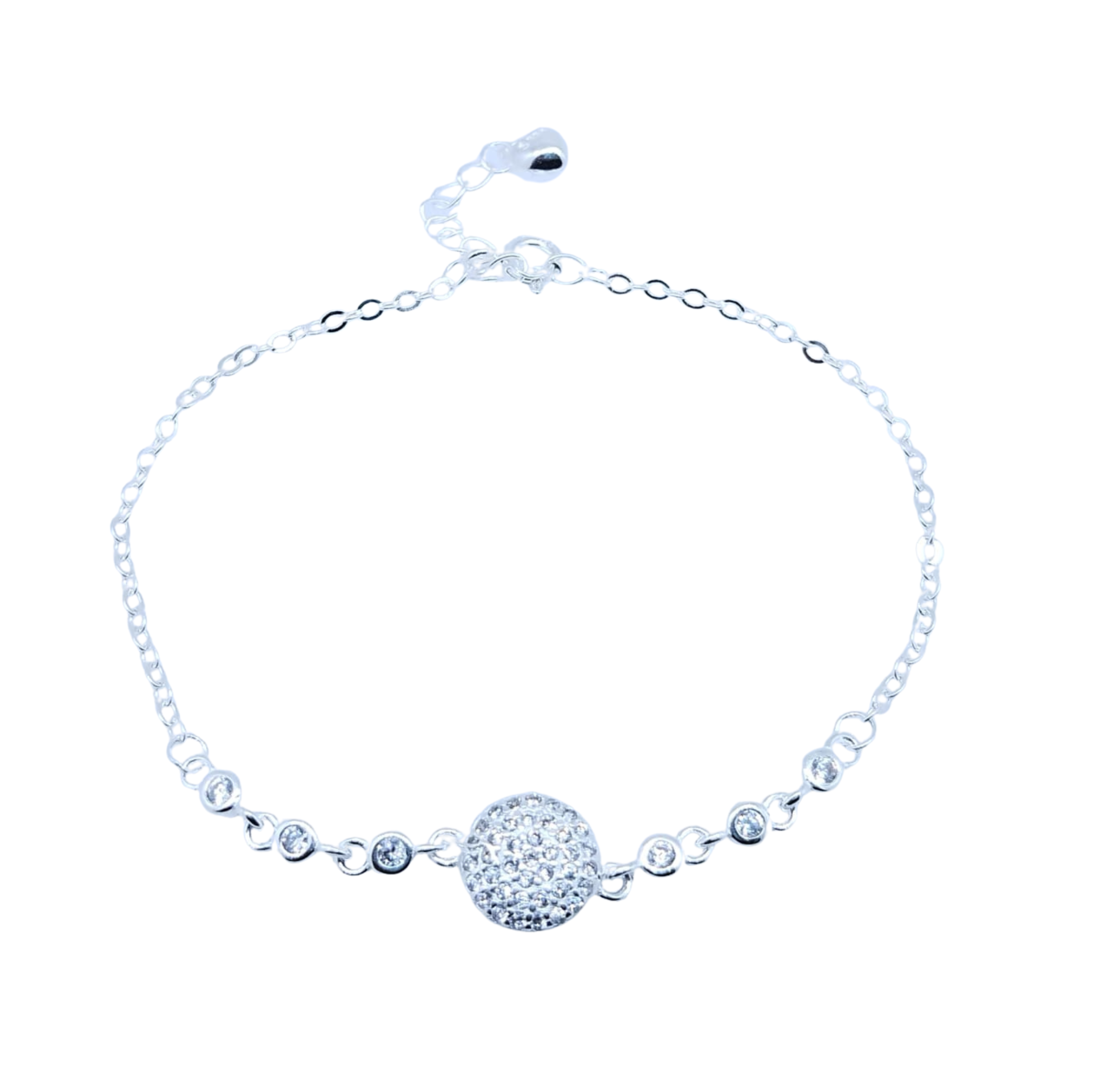 Pulsera Plateada Círculo con Brillos – Plata Italiana