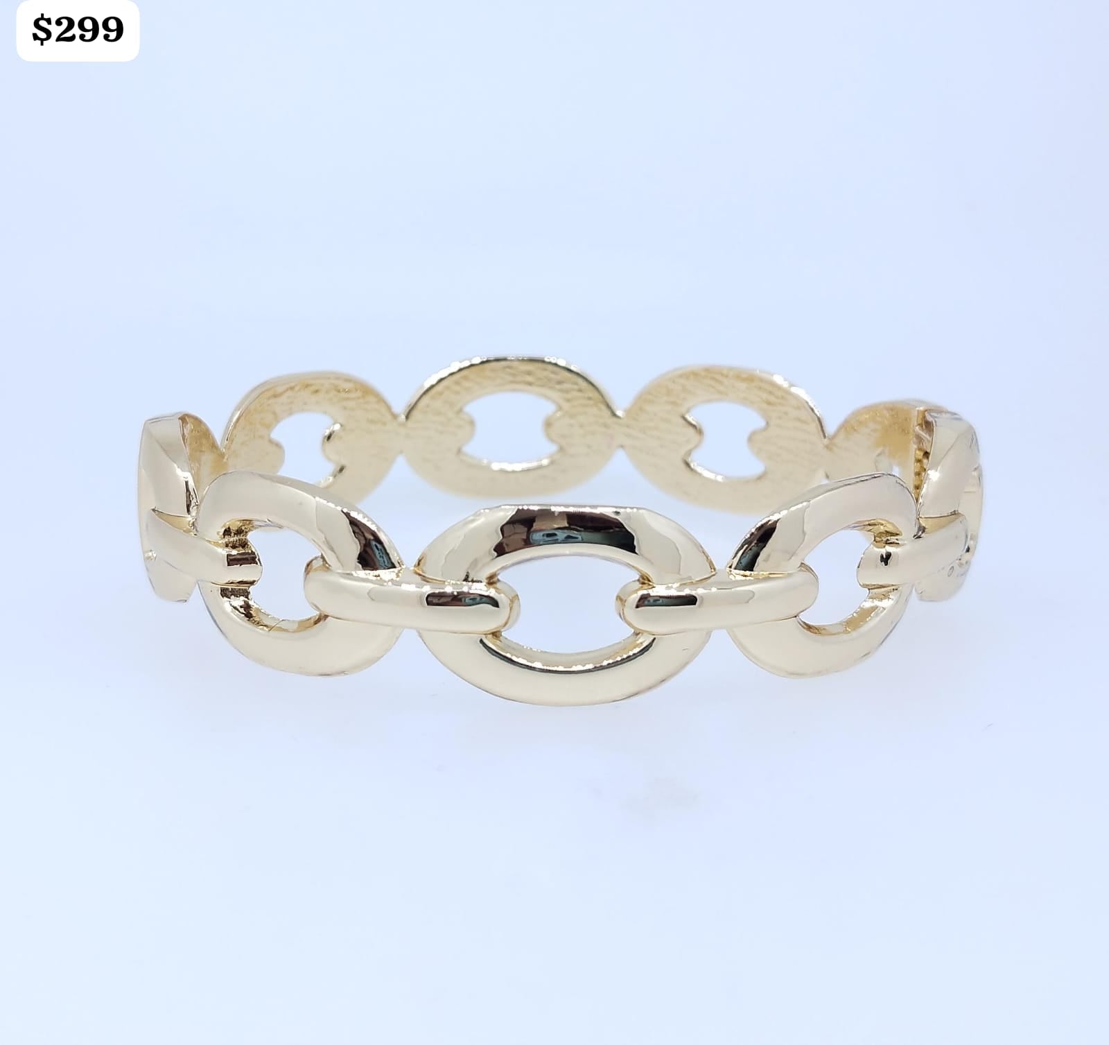 Brazalete Acero Dorado figura óvalos