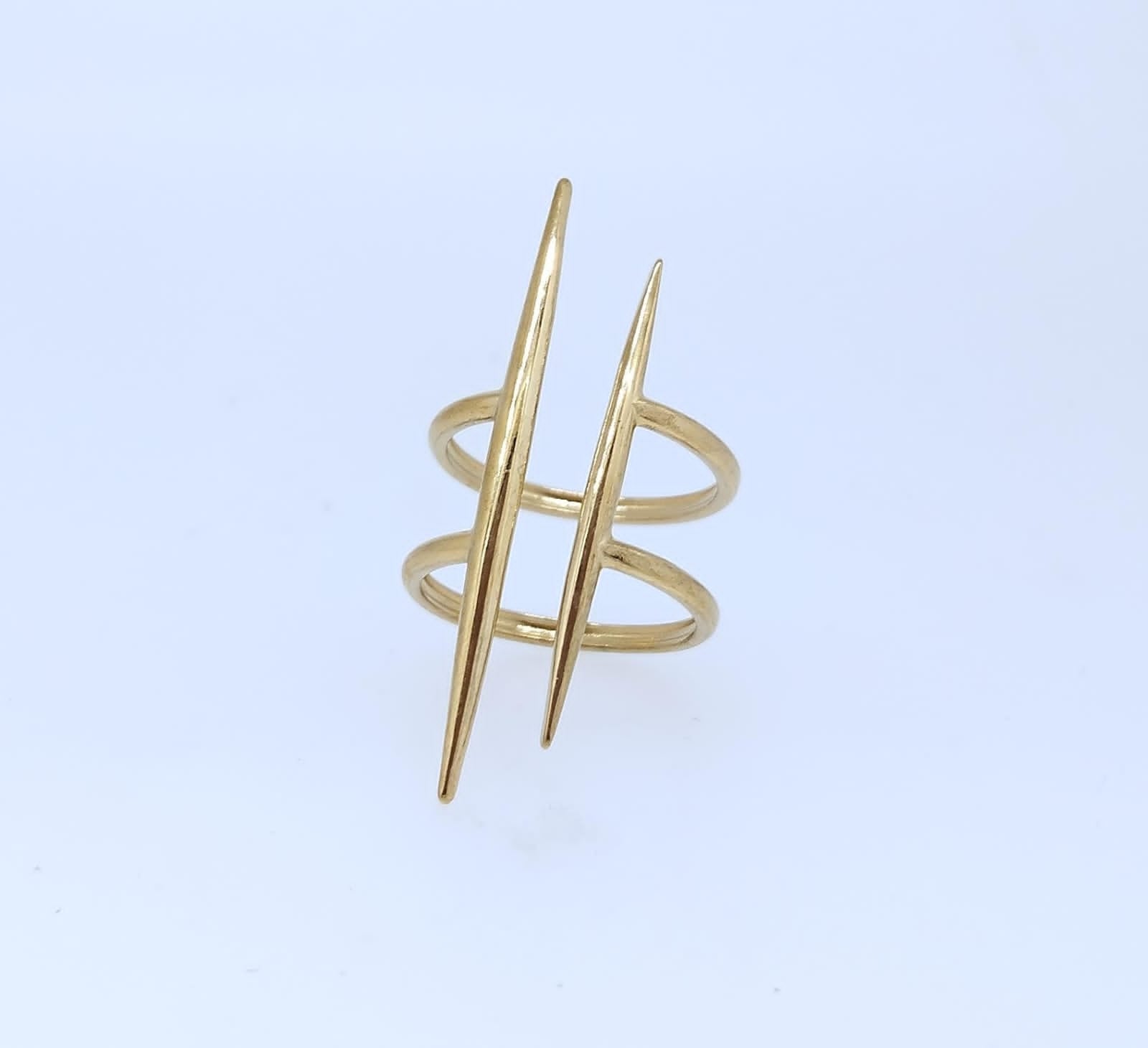 Anillo Acero 2 Lineas Doradas