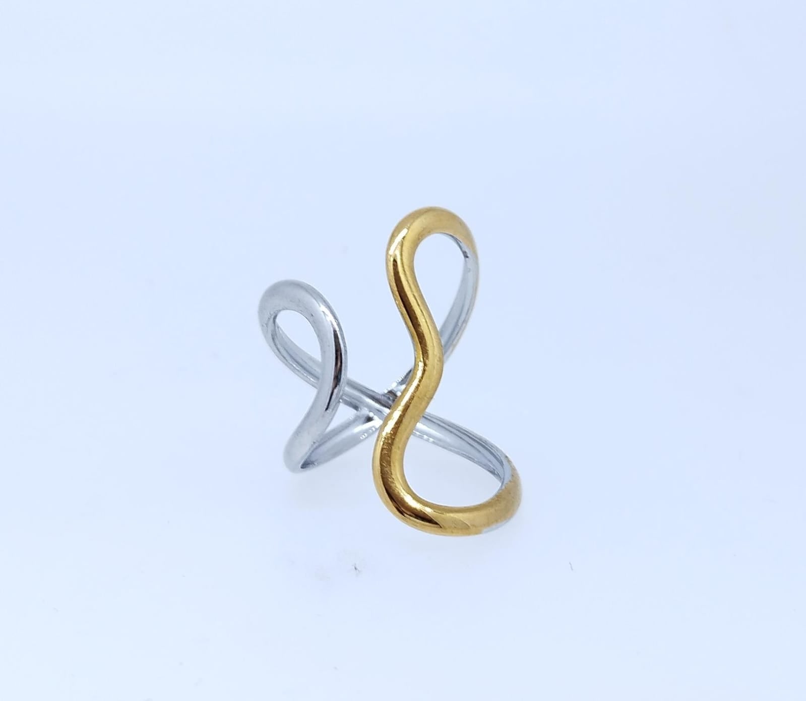 Anillo Silueta Delgada dorada con plata