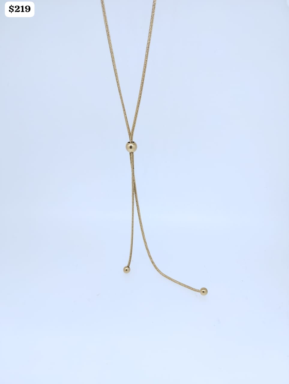 Cadenita Acero color dorado tipo corbatero 3 bolitas