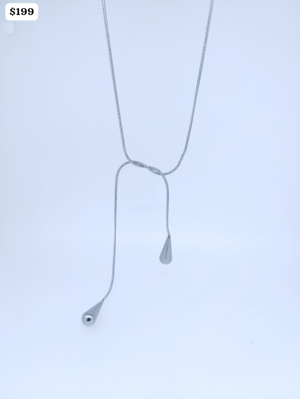 Cadenita Acero color plata tipo corbatero 2 gotas