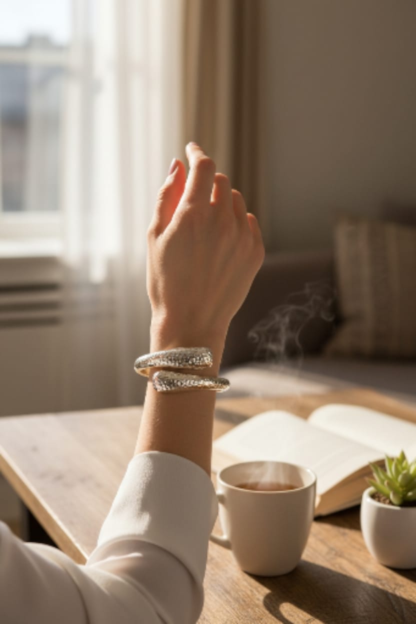 Brazalete Dorado de Gotas Cruzadas Elegantes - Acero Inoxidable