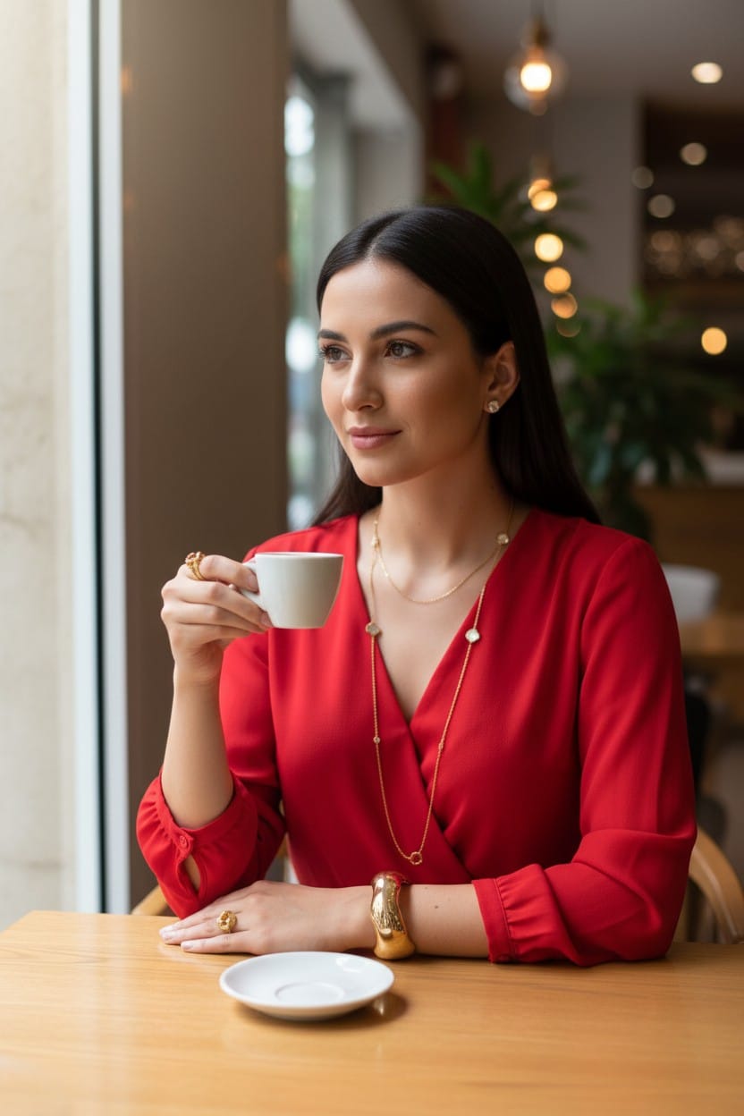 Collar Dorado con Dijes de Flor Dorada con Fondo Blanco - Acero Inoxidable