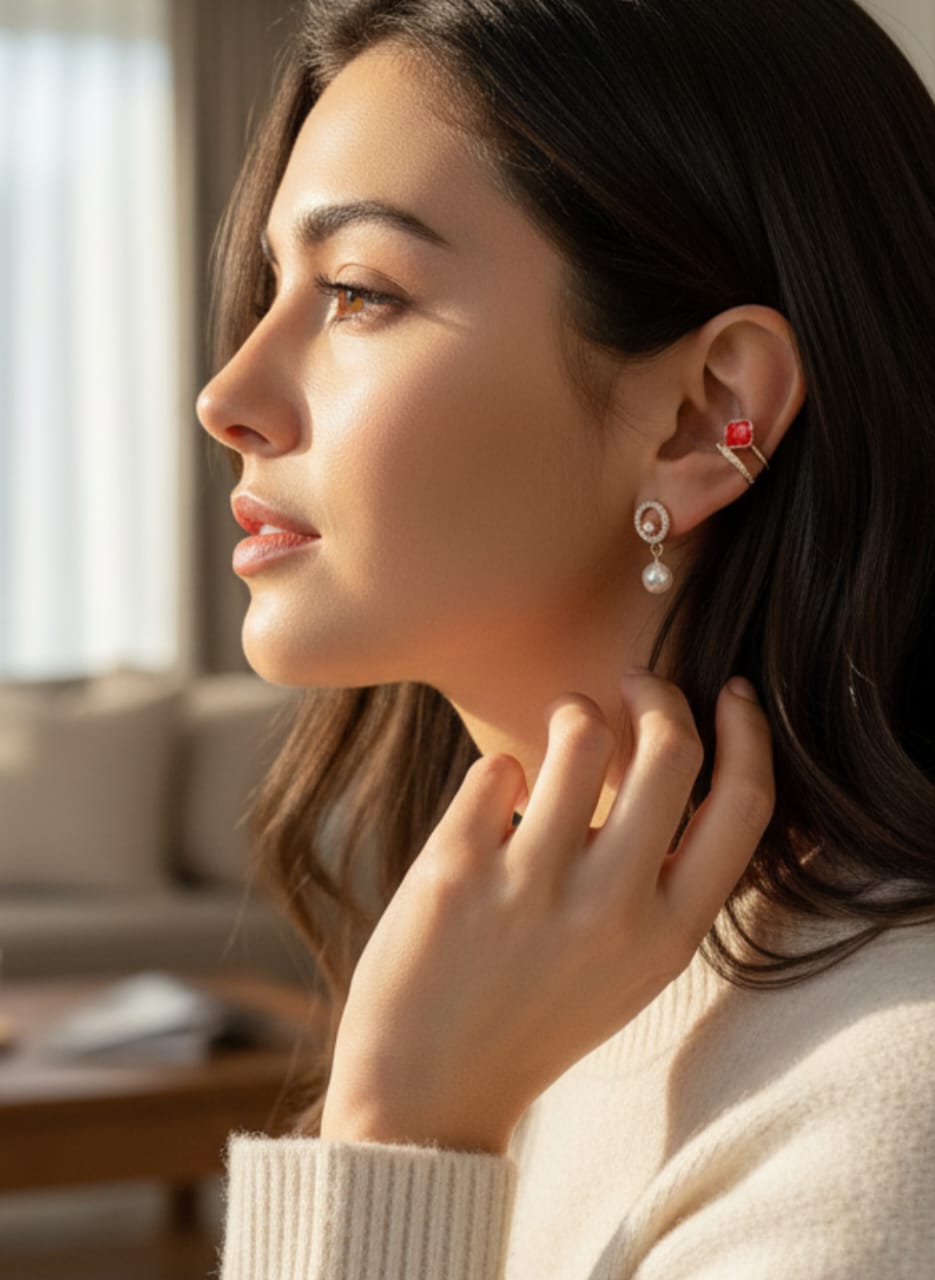 Simulador Dorado de Doble Línea con Brillo y Mini Trebol Rojo - Acero Inoxidable