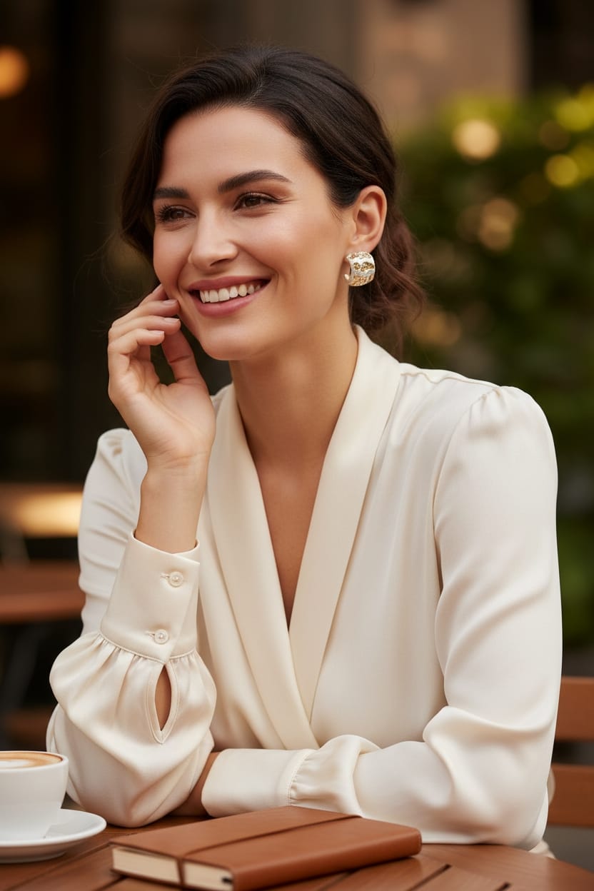 Aretes Curvados Plateados con Toque Dorado - Acero Inoxidable