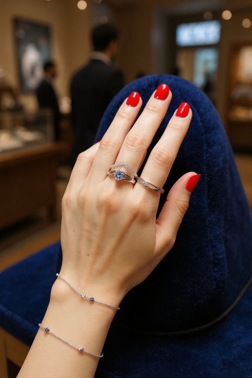 Anillo Plateado Doble Zirconia y Solitario Curveado con Mini Brillos – Plata Italiana