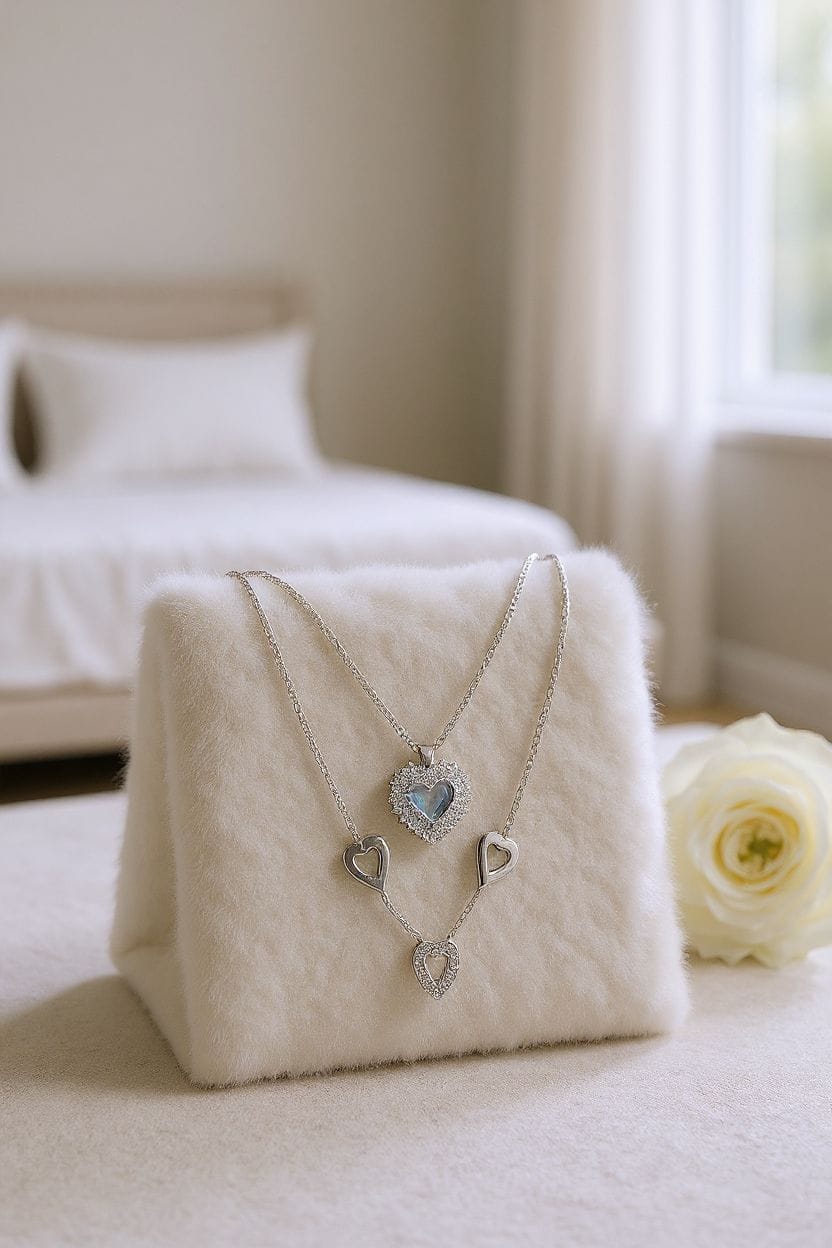 Collar Plateado Triple Corazón – Plata Italiana